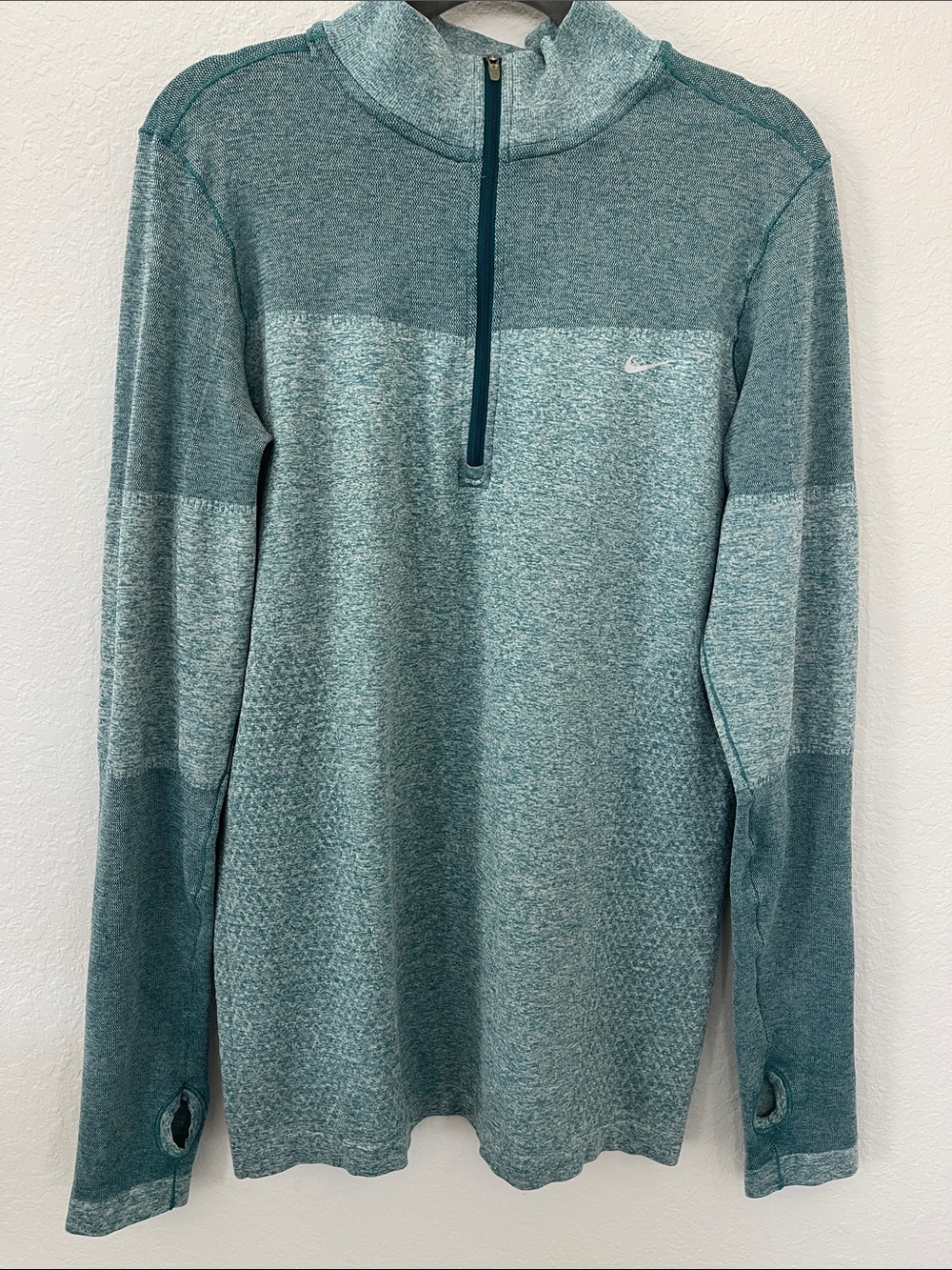 Nike Running Teal and Heathered Teal Half-Zip Performance Pullover